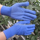 PVC Mini Dots Blue Polyester Gloves Safety Work Glove