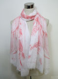 Women Feather Printed Fashion Cotton Voile Silk Scarf (YKY1071)