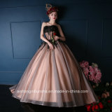 Women Lace Ball Gown Strapless Sleeveless Evening Party Prom Dress