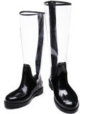Women Transparent Knee-High Rain Boots Waterproof Water Shoes Woman Wellies Back Zipper Rubber Rainboots