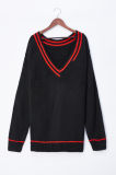 Men's V-Neck Knitted Sweater with Different Pattern
