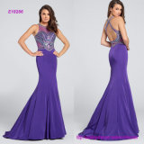 Crisscross Back Straps Sleeveless Beaded Evening Dress with Intricate Hand-Beaded Accents on Bodice and Thin Waistband