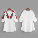 Fashion Women Leisure Casual Rose Flower Embroidery Lace Dress