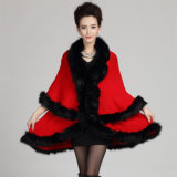 Women Fashion Acrylic Knitted Faux Fur Winter Shawl (YKY4464)