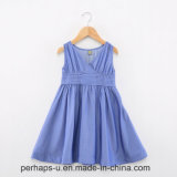 High Quality Children Clothes Girls Pleated Blue Skirt Princess Dress