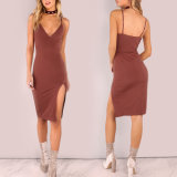 Fashion Women Sexy Slim V-Neck Backless Bodycon Slip Dress