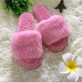 New Design Embroidery High Quality Rabbit Faux Fur Snoozies Slippers