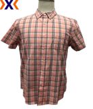 Y/D Stretch Plaid Poplin Shirt for Mans-Pocket Match W/ Single Pkt