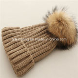 Hot Selling Custom Fur POM POM Knitted Beanie Hat