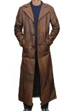 Xiaolv88 Men's Jackson Winter Outerwear Antique Brown Real Leather Overcoat