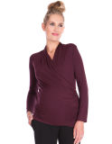 Customized Burgundy Ruched Cross Over Maternity Tops Wholesale