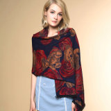Lady Fashion Flower Bear Jacquard Acrylic Knitted Winter Shawl (YKY4516)