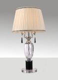 Phine 90126 Clear Crystal Table Lamp with Fabric Shade