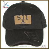 Black Cotton Twill Unstructured Leather Patch Logo Cheap Baseball Cap Hat