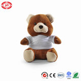 Brown Cute Teddy Bear Wear White T-Shirt Custom Toy Teddy