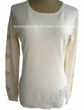 70%Polyerter 30%Nylon Knitted Women Clothes in Round Neck (16-072)