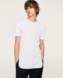 White Round Neckline Waffle Knit T-Shirt