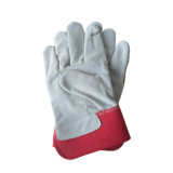 Cow Split Leather Working Gloves with Cotton Back for Feet