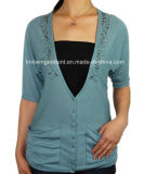 Women Knitted V Neck Fashion Clothes with Buttons (11SS-089)