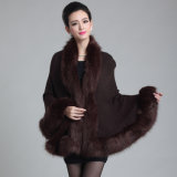 Lady Fashion Paisley Jacquard Acrylic Knitted Fur Winter Shawl (YKY4461)