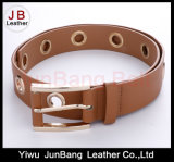 Fashion Earth Color Women PU Belt with Metal Round Holes