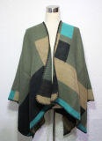 Lady Fashion Acrylic Knitted Color Blocking Winter Warm Shawl (YKY4495)
