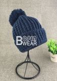 Fashion Custom Handmade Plain Color POM Knitted Beanie Hat with Bobble