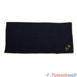 Black Microfiber Waffle Sports Towel with Zipper Pocket