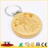 Customized Shape Beech Wooden Key Chain with Engraved Logo