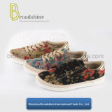 2017 Hot Sell Retro Pattern Woman Shoe with Hemp Rope Foxing