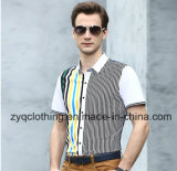 Mixed Color Striped Shirt, Men's Slim Shirt