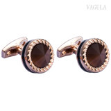 VAGULA Jewelry Plated Rose Gold Catseye Gemelos Cuff Links 52506