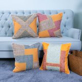 Hand-Made Decorative Cushion/Pillow with Patchwork Geometric Pattern (MX-50)