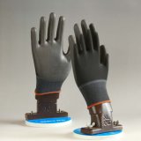 13 Gauge Black Polyester Liner Black PU Coated Safety Gloves