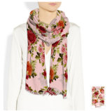Roses Pattern Silk Scarf for Women