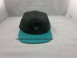 Custom Leather 5 Panel Hat with Leather Patch on Front