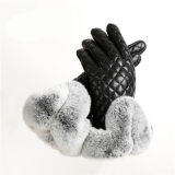 Lady Fashion Fur Wool Nylon Knitted Winter Warm Gloves