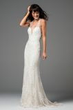 2018 Lace Bridal Gown V-Neck Fishtail Backless Wedding Dress Lb18034