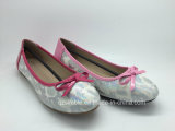 Patterned Design Women's Ballerinas with Bow on Upper