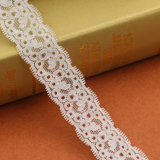 2.8cm White Color Popular Design Scalloped Floral Rigid Lace for Garment