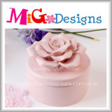 Pink Round Ceramic with Flower Lid Jewelry Box