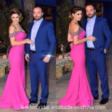 off Shoulder Prom Dresses Beading Hot Pink Evening Gown Ld11558
