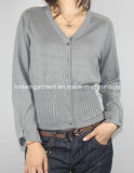 Women Knitted V Neck Cardigan with Buttons