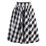 2017 Top Quality Women's Clothing Factory Black and Red Plaid Full Circle Skirts