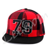 Embossed PU Leather Applicate  Check Snapback Wintter Cap