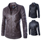 Wholesale Cheap Men PU Leather Jacket Washed Slim Fit Motorcycle Jacket