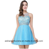 Beaded Tulle Short Pink Blue Homecoming Dresses Sexy Prom Dress