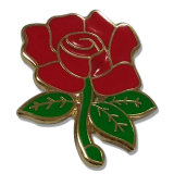 Wholesale Love Golden Metal Red Rose Flower Badge