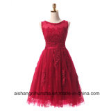 Wine Red Lace Embroidery Sleeveles Prom Dress