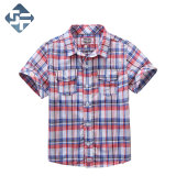100% Combed Cotton Boy's Short Sleeve Shirt/Children's Yarn-Dyed Check Shirt